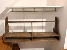 Ancien Etagère Bois Chêne Massif Mural France Rustique Cuisine 2/2