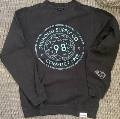 Diamond Supply Co. Herren Sweatshirt M Schwarz Rundhals Conflict Free Druck Logo