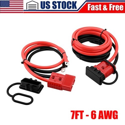 7FT Heavy Duty Quick Disconnect Winch Power Cable 6 Gauge 6 AWG Copper Wiring