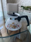 Vintage Corning Ware Bantry 6 Cup TeaPot Garden of Teapots black lid 1970