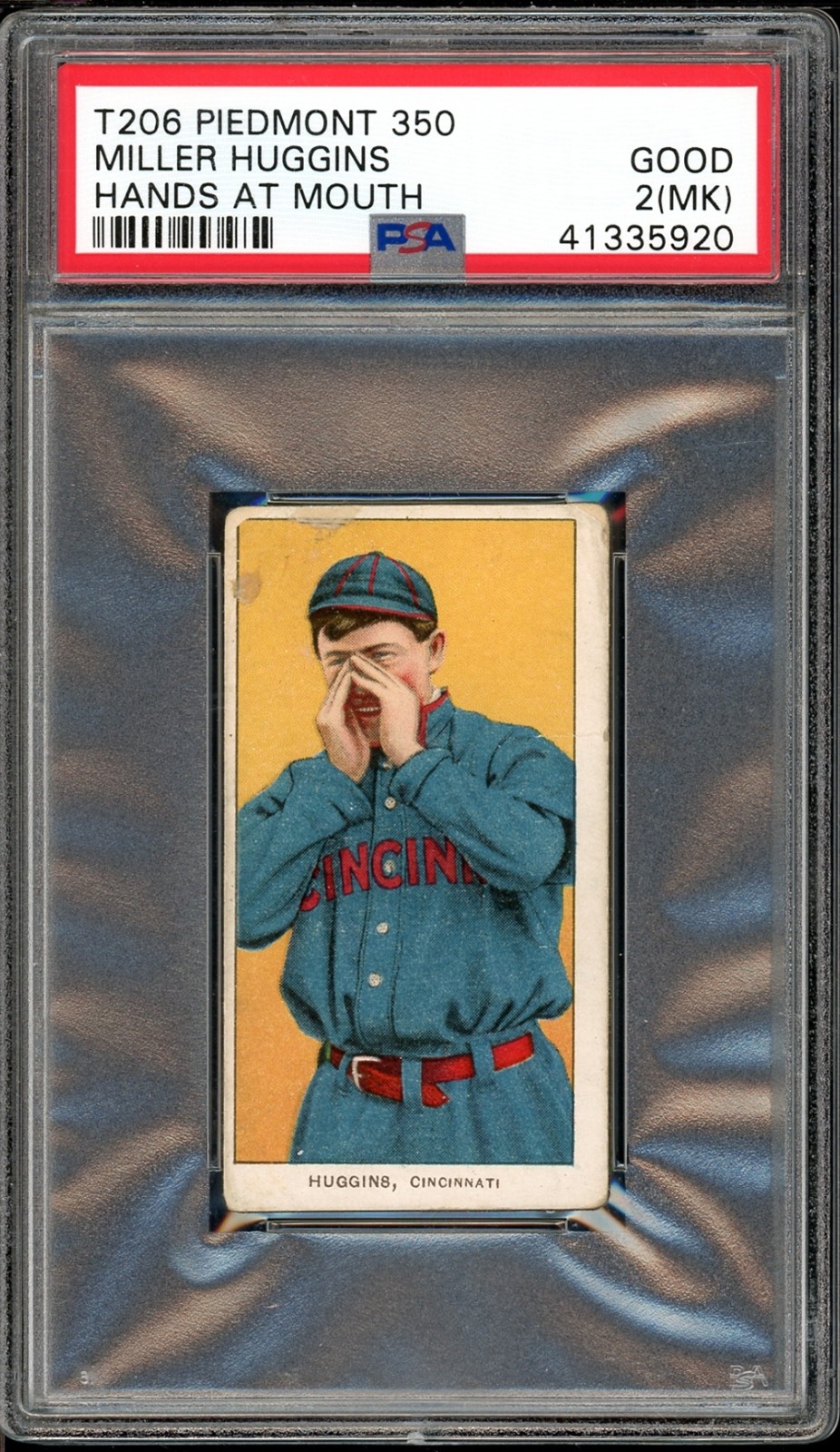 1909 T206 Miller Huggins handa At Mout Piedmont 350  PSA 2 MK YANKEES HOF MGR