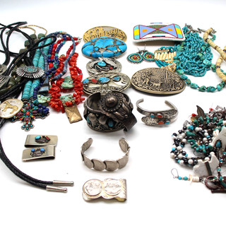 Mixed Lot of Southwest Style Jewelry Beads Belt Buckles Bolo's M 32
