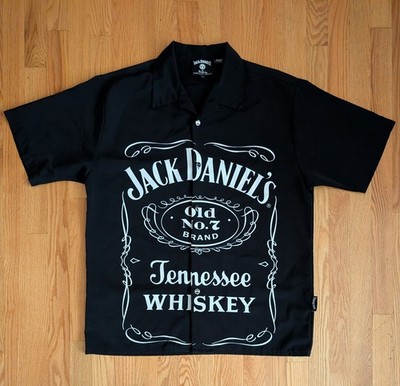 VTG Dragonfly Jack Daniels Button Down Camp Shirt Mens L Double Sided AOP Y2K 