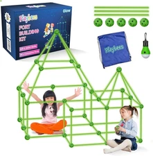 Playbees Glow in The Dark Fort Building Kit with Rods and Connectors -132 Pieces
