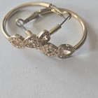 Vintage  Stamped NA Gold Tone Hoop Triple Heart Omega Back Earrings Avon — photo 1