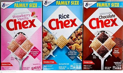 Strawberry, Rice, Chocolate Chex, Gluten Free Breakfast Cereal, 20.3oz (3 Parks)
