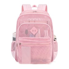 Mesh Backpack for Girls Mesh Bookbag Heavy Duty See Through Semi-Transparent ...