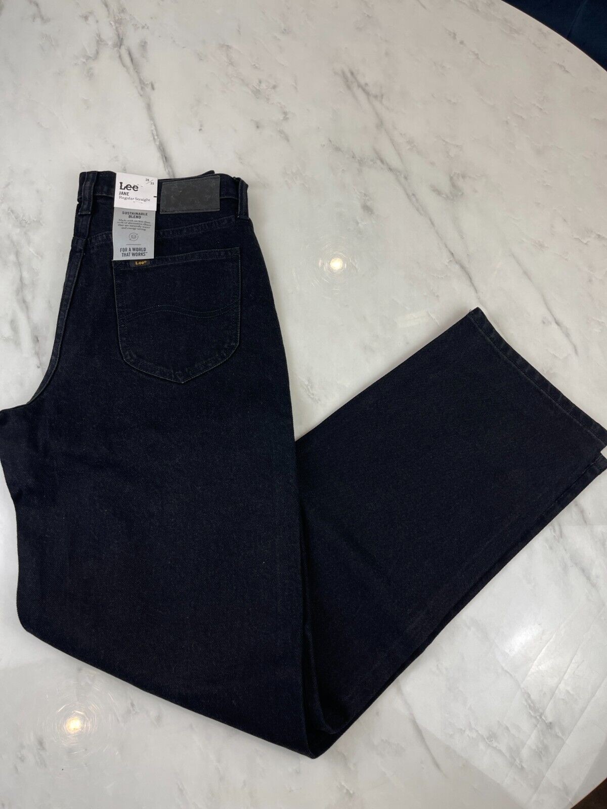Lee - Jane Straight Low Rise Stretch Denim Jeans Black Rinse W28 L33 image 4