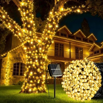 Solar Lichterkette 12M 100 LED Außen Wetterfest 8 Modi