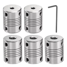 5 Pcs Aluminum Alloy Shaft Coupling 4mm to 6.35mm, Flexible Coupling