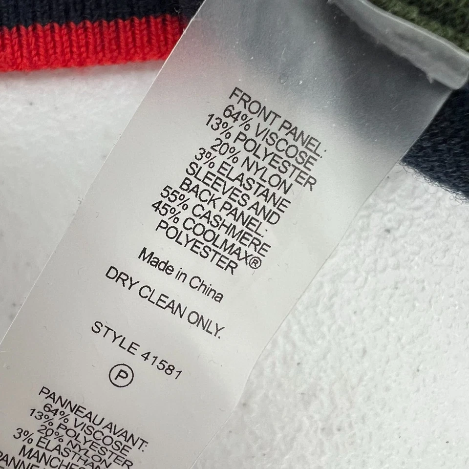 Suéter TORY SPORT pequeno colorblock gola V cashmere mistura COOLMAX Preppy - Imagem 4 de 4