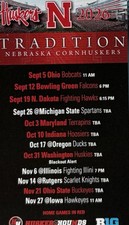 2026 NEBRASKA CORNHUSKERS Schedule  College Football Sked  COOL CARD