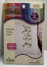 Janlynn Stamped Embroidery Pillowcase Pair 998-4006  Tulip Garden  New Sealed
