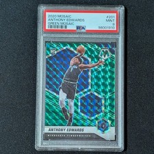 Anthony Edwards 2020 Panini Mosaic #201 Green Mosaic Rookie Card PSA MINT 9 