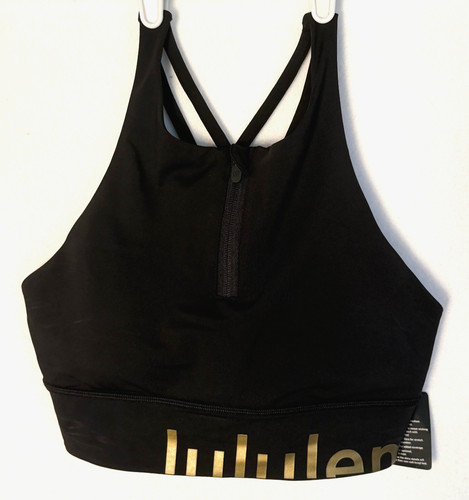 Lululemon Energy Bra 8 B-D Cup Black High Neck Long Line Zip Special Edition