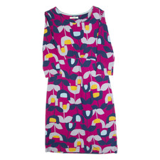 Abito Fit & Flare Da Donna Bianco Con Fiori Rosa Lunghezza Al Ginocchio UK 6