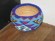 VINTAGE PAIUTE BEADED BASKET BOWL NATIVE AMERICAN INDIAN ~ LOW$!