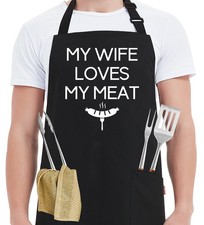 Funny Grilling Apron Husband Men Chef Cooking Grill BBQ 2 Pockets Kitchen