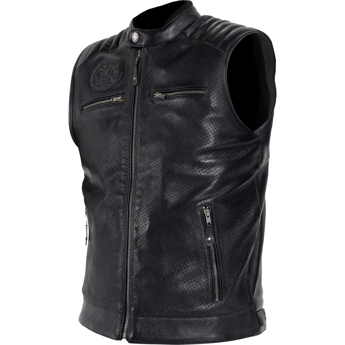 HNVAVQ Gilet in pelle senza maniche Giacca da motociclista per uomo con tasche Gilet da cowboy vintage