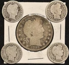 Silver Barber Lot: 1895-P Half Dollar (Better Date) + 4 Barber Dimes!!