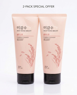 Rice Water Bright Foaming Cleanser - 2 Pack K-Beauty Rice Bran Facial Wash - 150