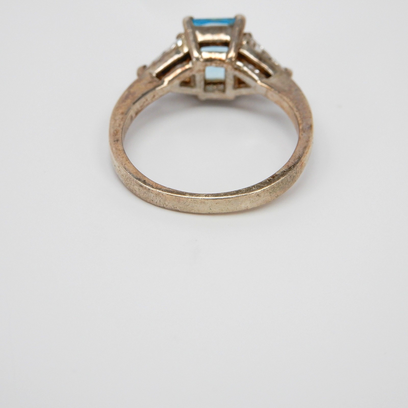 Vintage Solid Sterling Silver Rectangle Cut Blue … - image 6