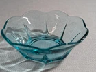 Vintage 1970's  Anchor Hocking Swedish Modern Aquamarine 4” Dip Bowl EUC