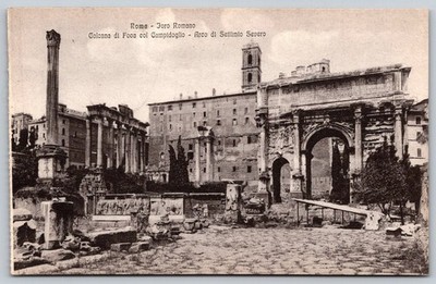 Roma Roman Forum Postcard Arch of Septimius Severus Column of Phocas Italy D232