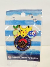 Pokemon Center Yokohama Limited Logo Souvenir Metal Pin Pikachu Turtwig Poplio