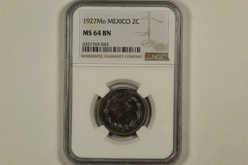 1927 Mexico 2 Centavos NGC MS64BN