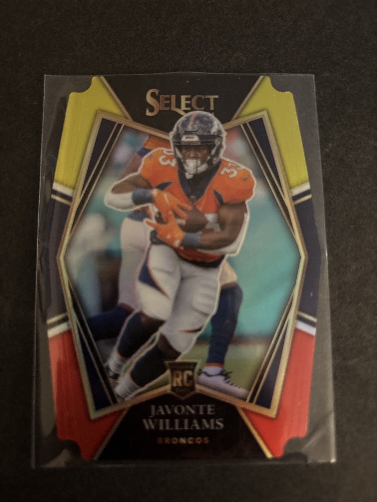 2021 Panini Select Red and Yellow Prizm Die Cut #157 Javonte Williams Broncos RC