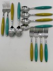 Lot Of 12 Fiesta Mediterranean Round Handle Mixed Color Flatware