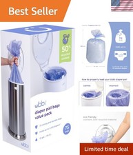 75 Disposable Diaper Pail Bags - 13-Gallon Unscented, Odor Control Solution