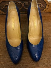 Vintage 1980s Bottega Veneta Blue Half Woven Heels