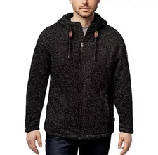 Rugged Elements Full Zip Hoodie, Fleece Sherpa Lined, Black, Men's Medium, NEW