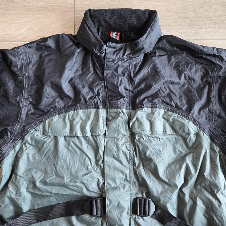 Jaqueta de chuva masculina Firstgear motocicleta 2XL preta verde com capuz capa reflexiva - Imagem 2 de 4