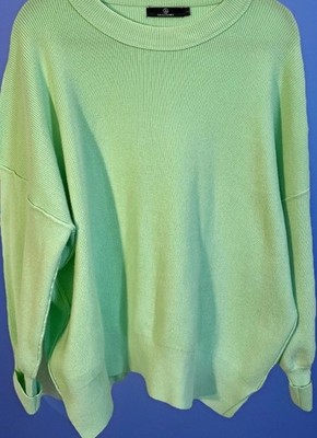 LILLUSORY Women's Crewneck Batwing L LS063 LongSleeve Oversized Green Sweater