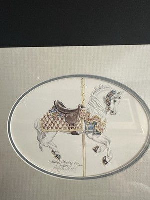 Nancy H. Strailey Lithograph Carousel Horse Signed Matted Framed 1984  #52/1000