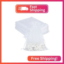 HRX Package 100pcs Sheer Organza Bags White, 6 x 9 inches Christmas Wedding Show