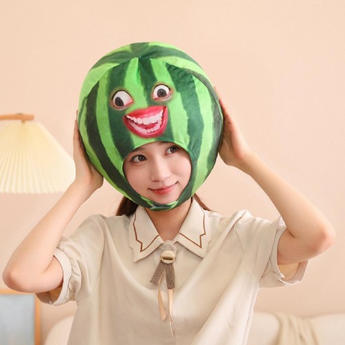 Plush Fruit Headgear Watermelon Hat Hood Party Funny Novelty Cosplay Costume - Picture 2 of 7