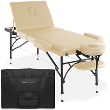 OPEN BOX - Portable Massage Table - Tri-Fold, Aluminum Legs, Case - Cream