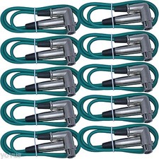 10PACK Green 6 ft foot Right Angle Female xlr to straight male microphone cable