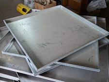 Lot of 3 Galvanized Steel Drain / Drip Pans,  27.5" x 27.25", No Hole, Many Uses