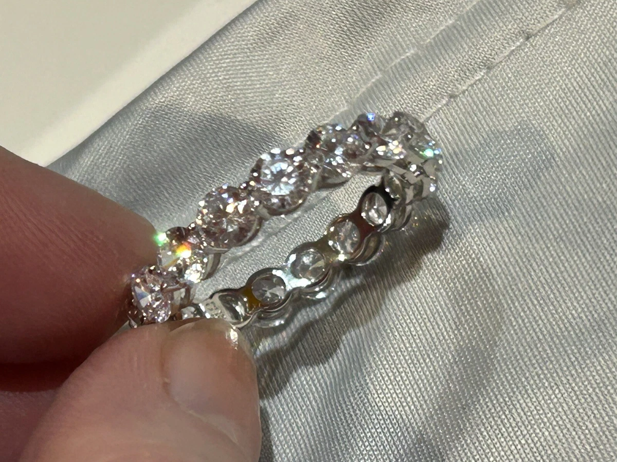 QVC Platinum Sterling Silver Approx 5.6ct Diamonique Full Eternity Ring UK V