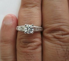 1.50 Carat Platinum Diamond Engagement Ring Center 3/4 Carat F-VS2 Value 12K 