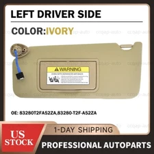 For 2013-2017 Honda Accord Left Driver Sun VIsor illuminated ivory 83280T2FA52ZA