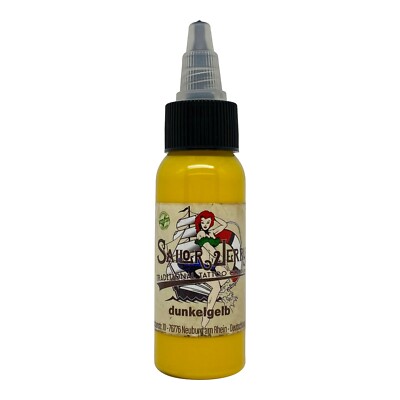 REACH-konforme Sailor Jerry Tattoofarbe dunkelgelb 30ml Tätowierfarbe Made in DE