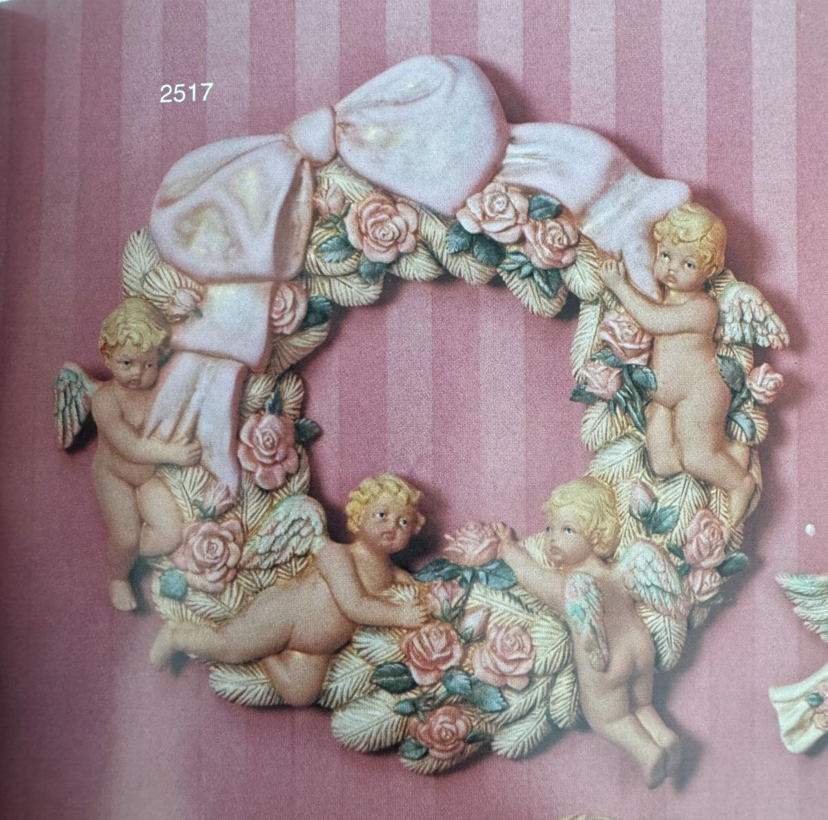 VINTAGE SCIOTO CERAMIC MOLD #S-2517 LARGE CHERUB WREATH 14
