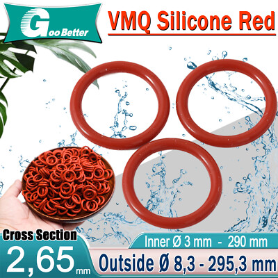 Silicone Rubber O-ring ID 3 - 290mm,Cord Thickness 2.65mm Sealing Gasket Red VMQ
