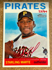 2013 Topps Heritage STARLING MARTE Real One Red Ink Autograph #23/64 Pirates SP
